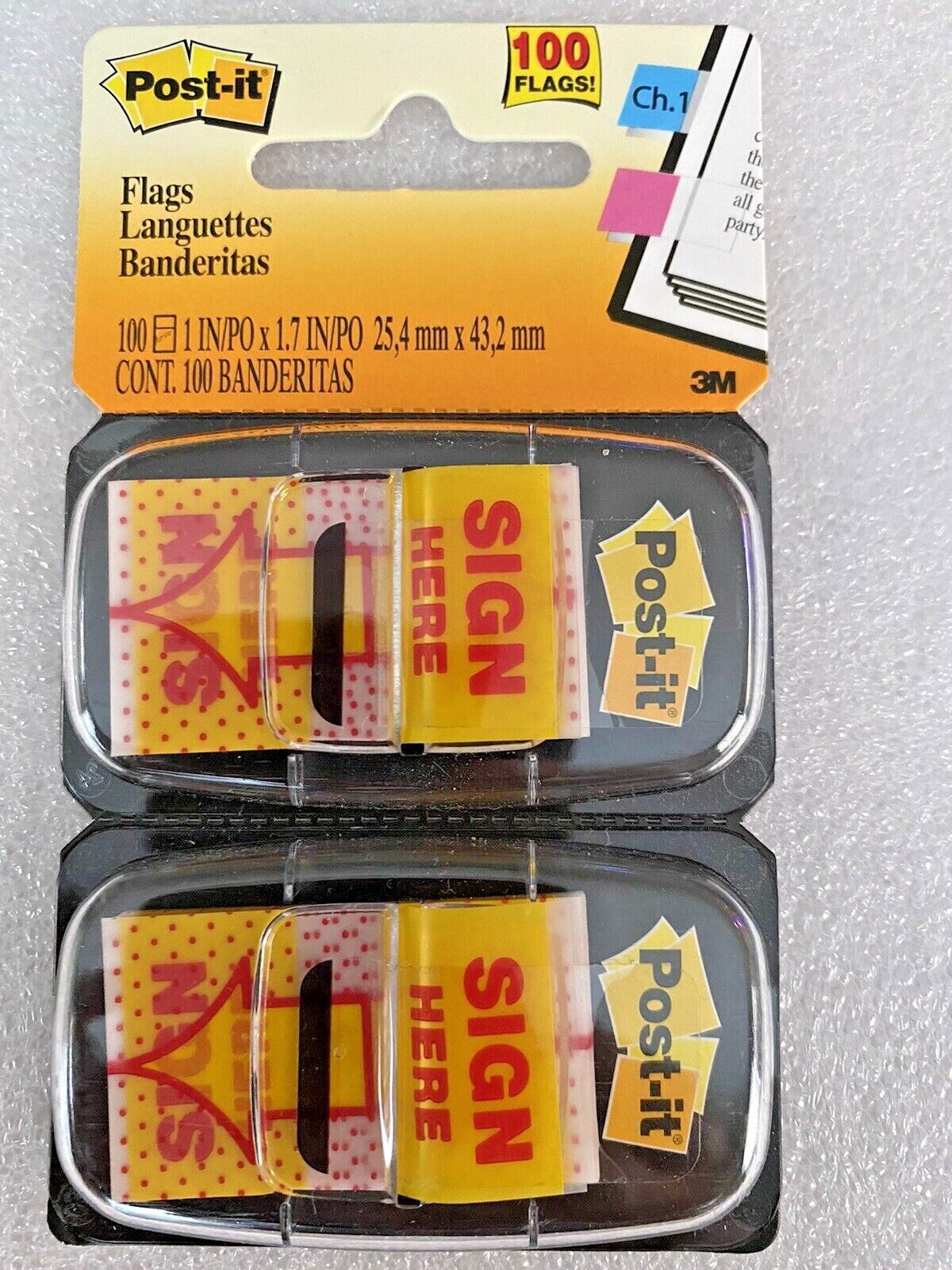 ( 4 ) PACKS OF POST IT FLAGS ~ SIGN HERE ~ YELLOW FLAGS 680-SH2 ~ 100 PER PACK