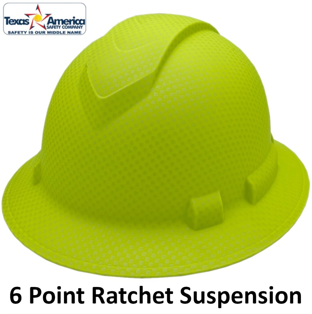 Pyramex Ridgeline Full Brim Hard Hat with 6 pt suspension – Matte Lime Graphite