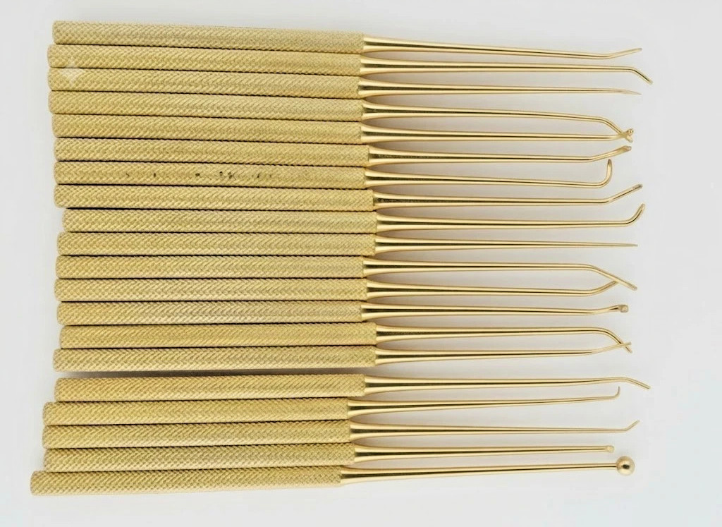 Rhoton Micro Dissector Expanded Full Gold Set 20 Pieces Neurosurgery Surgical In