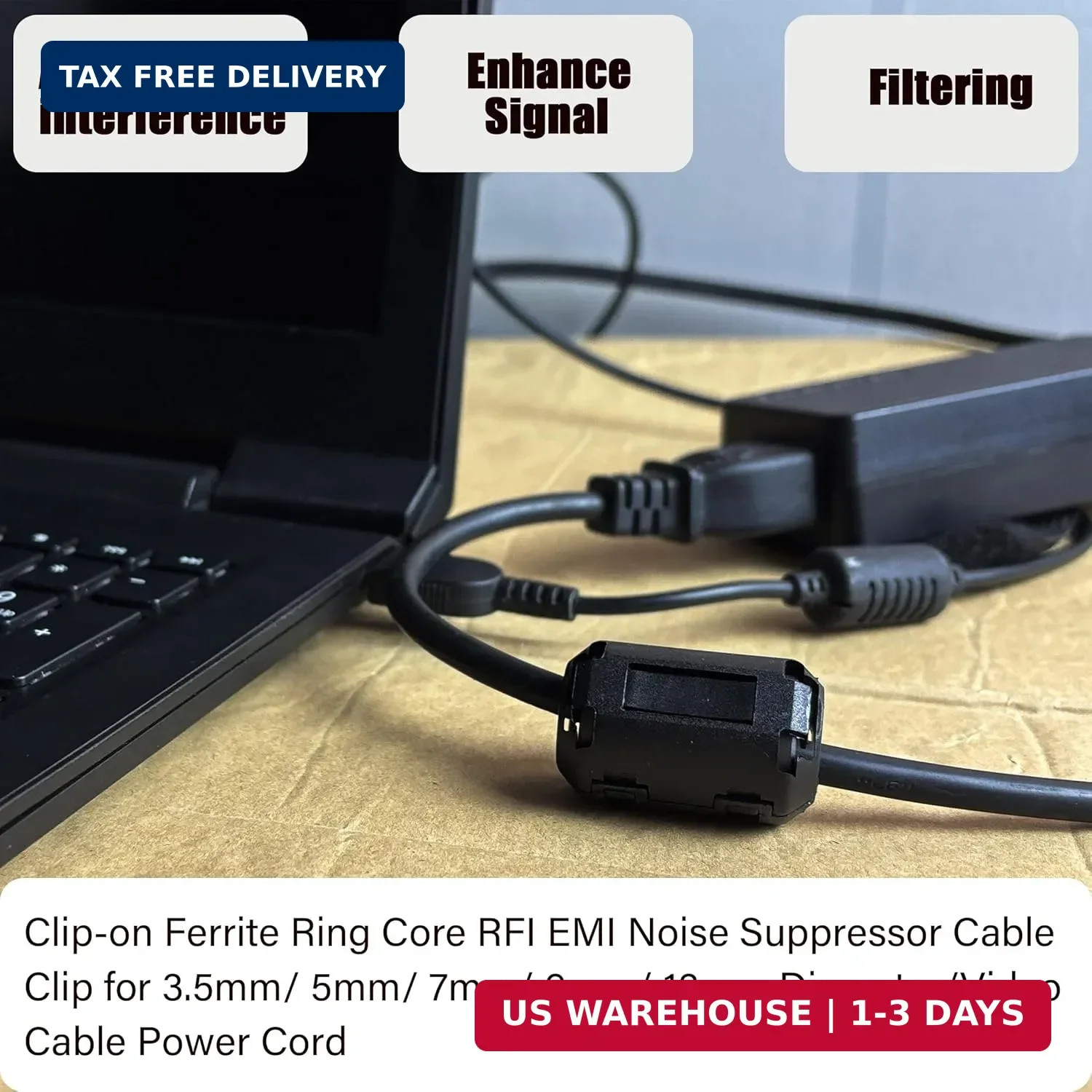 Ferrite Core Cable Clips Set, 22 Pieces, 3.5-13mm Diameter, EMI RFI Noise Suppre
