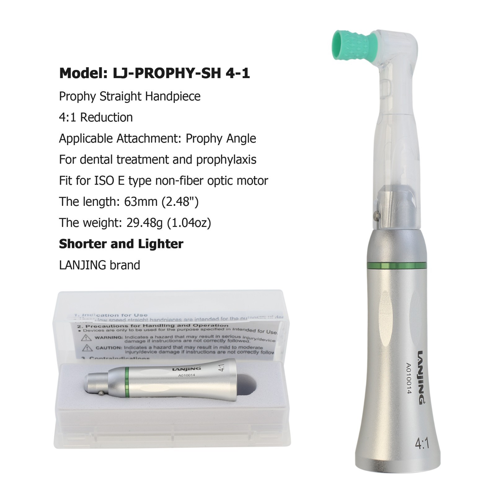 Dental Prophy Hygiene Handpiece 4:1 1:1 Straight Nose Cone Air Motor 4 Hole RDH