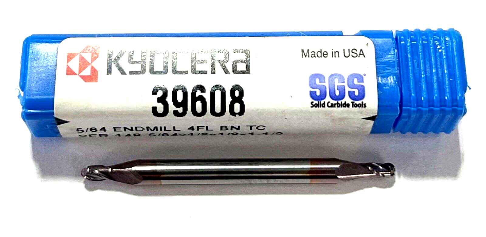 Kyocera 5/64″ Carbide Ball Nose Double End Mill TiCN Coating 4 Flute USA 39608
