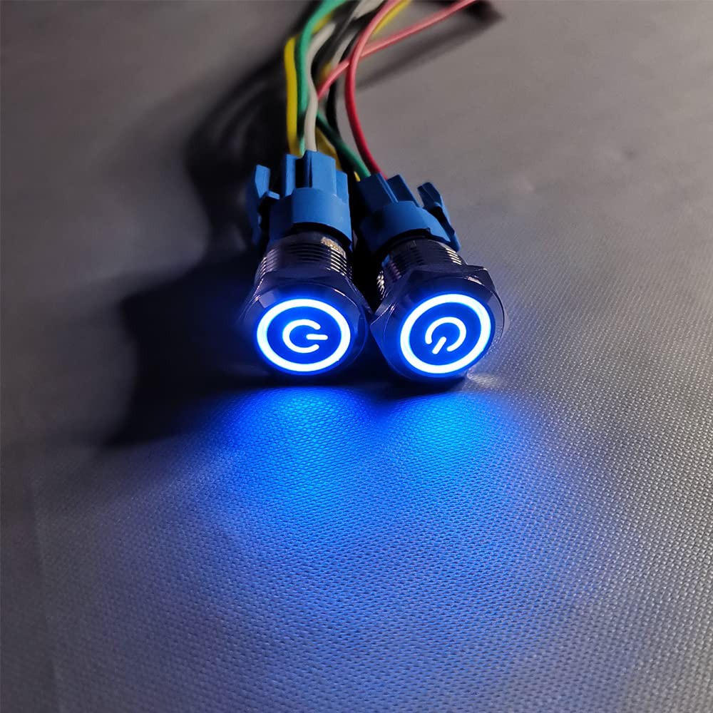16mm 12V LED ON OFF Waterproof Stainless Steel Latching Push Button Power Switch
