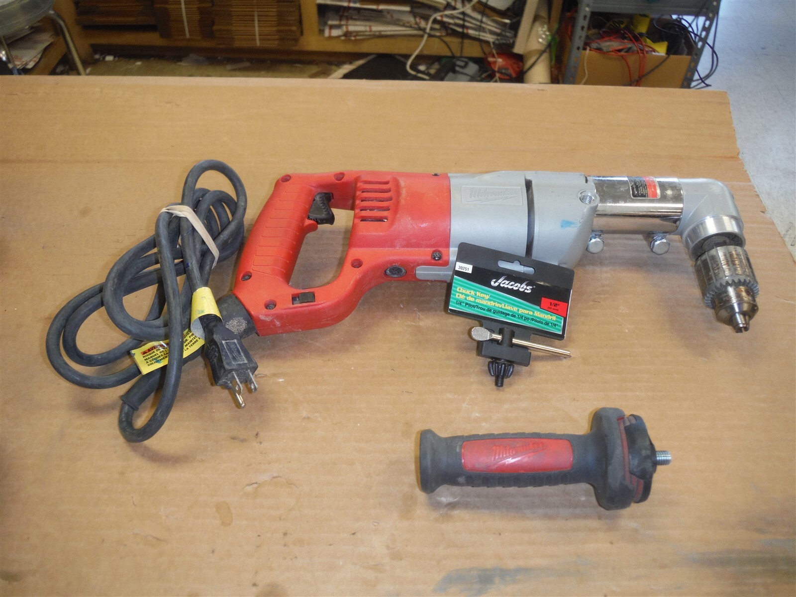 Milwaukee 1107-1 right angle 1/2″ drill with new chuck key Runs great *FC10