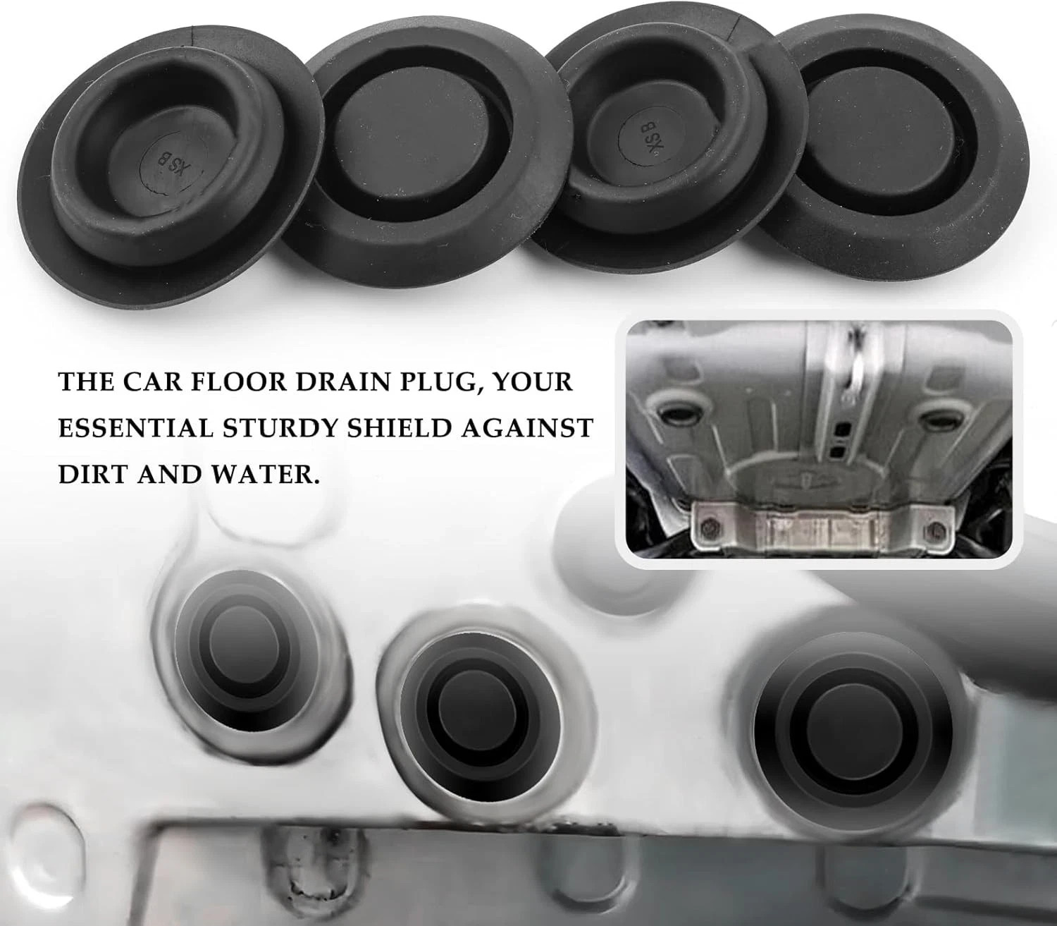 4PCS Round Car Floor Drain Plug, Rubber Plugs for Water&Dust Resistant, Professi