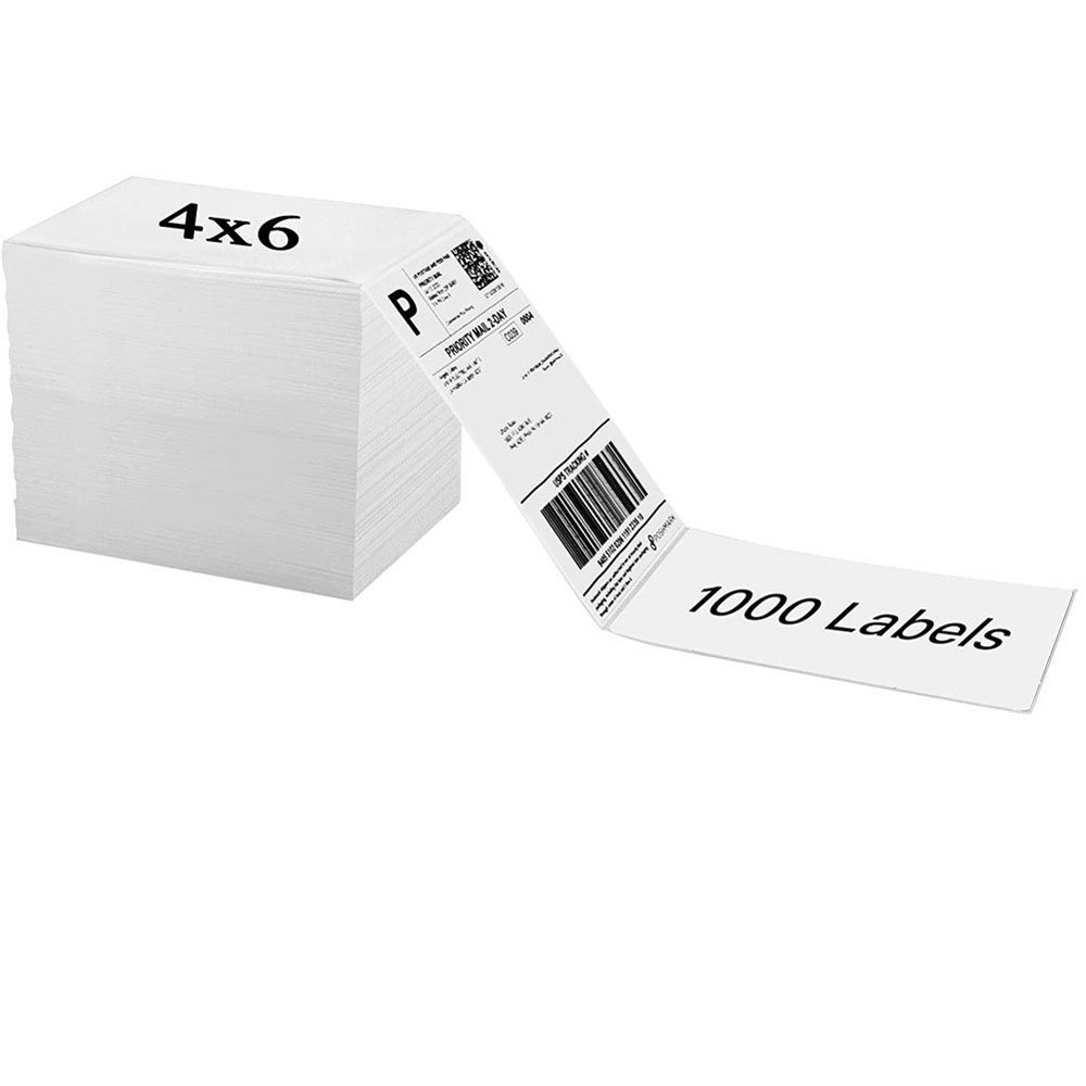 Direct Thermal Shipping Label 1000 Labels / Stack Fanfold 4 x 6 Inch Fan Fold