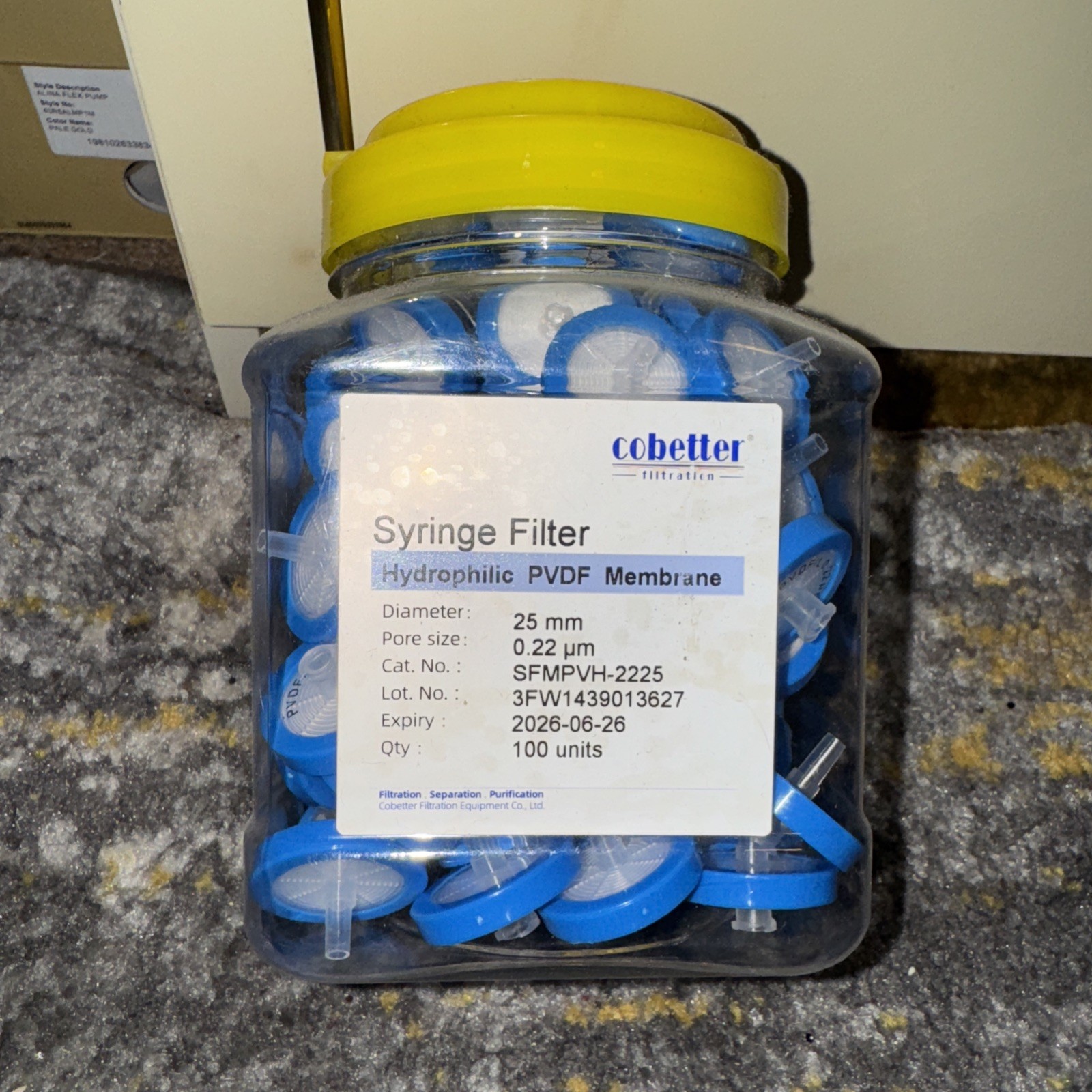 100 Pcs. PVDF MEMBRANE Syringe Lab Filters 0.22um Pore Size 25 mm Hydrophilic