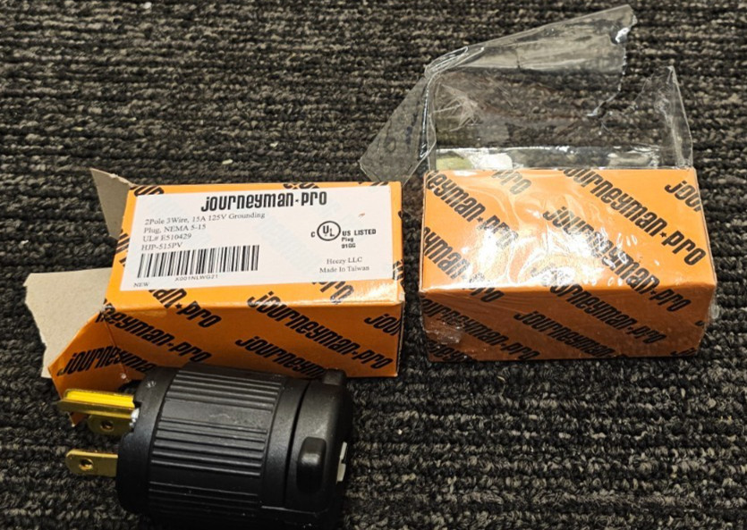 (QTY 4) Journeyman-Pro HJP-515PV 3 Wire 15A 125V Grounding Plug