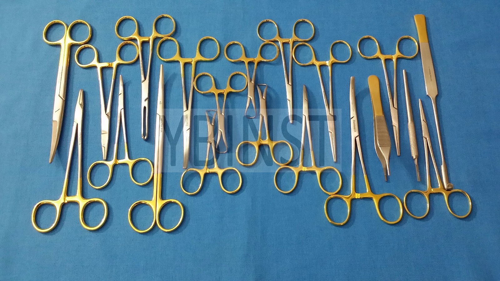 SET OF 20 PCS GOLD HANDLE T/C FELINE SPAY PACK SURGICAL INSTRUMENTS KIT