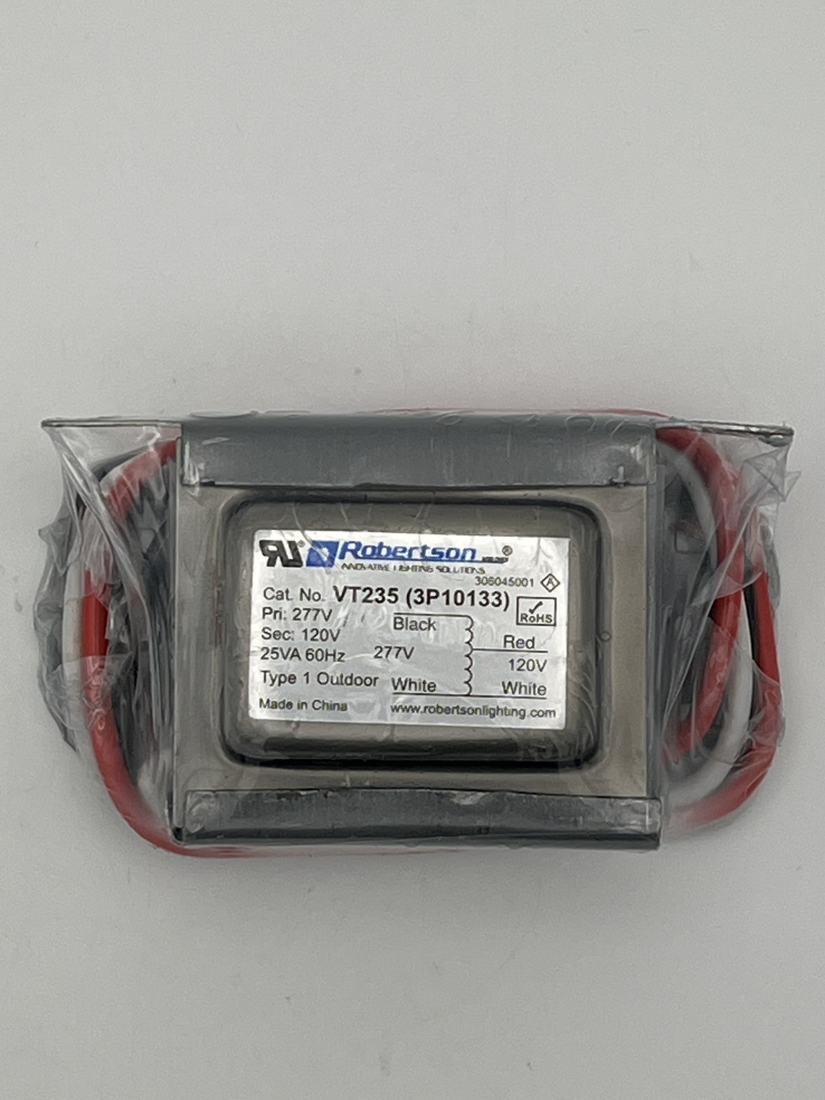 Robertson BT235 (3P10133) Step-Down Transformer 277V to 120V 25VA NOS