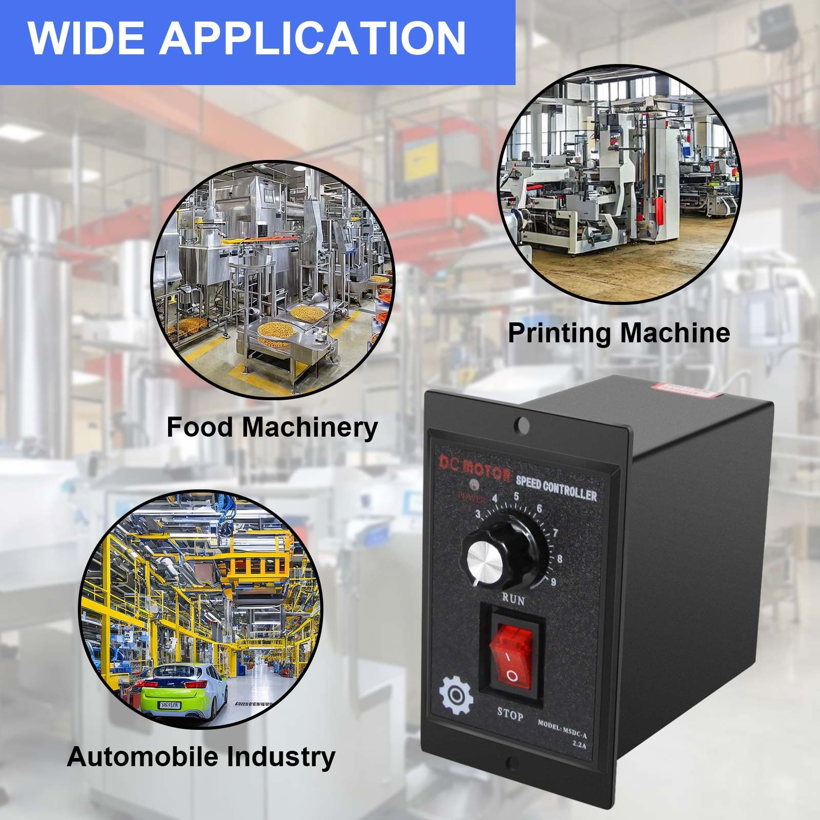 500W DC Motor Speed Controller AC 110V to DC 90V Forward Reversible Regulator US