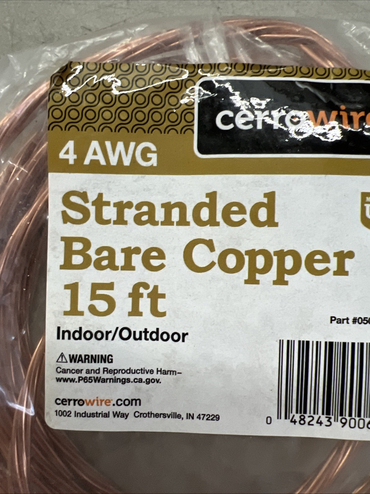 Cerrowire 15 ft. 4-Gauge Stranded SD Bare Copper Grounding Wire