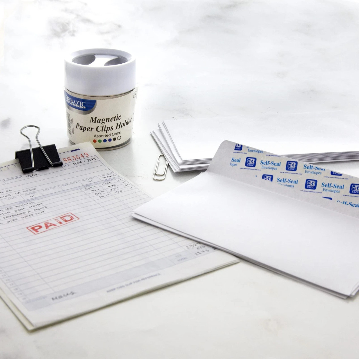 BAZIC #6-3/4 Peel & Self-Seal White Letter Mailing Envelopes 3-5/8” x 6-1/2”