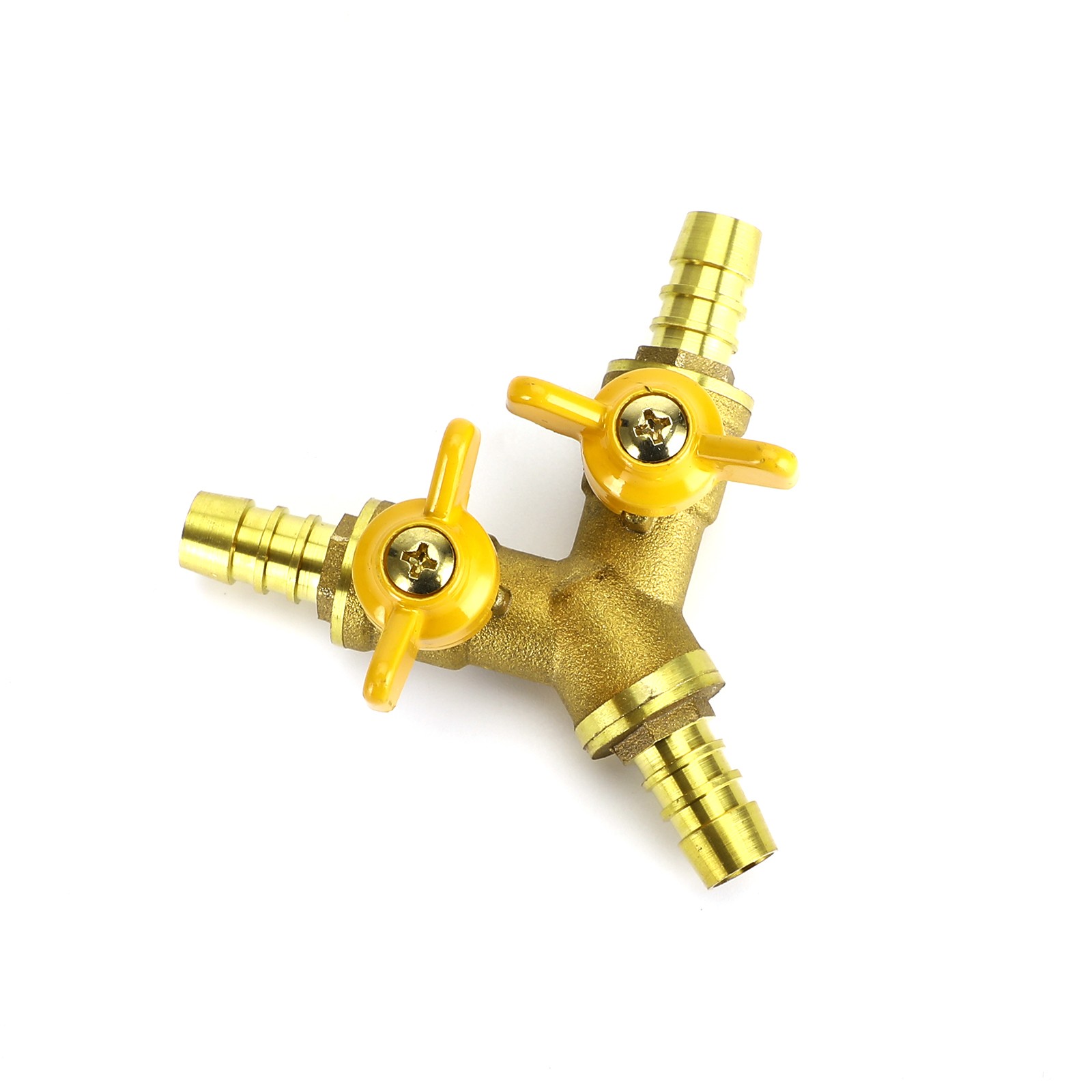 3/8″ Hose Barb Ball Valve Y Shaped 3 Way Connector Barb Brass Fitting OD 11mm US