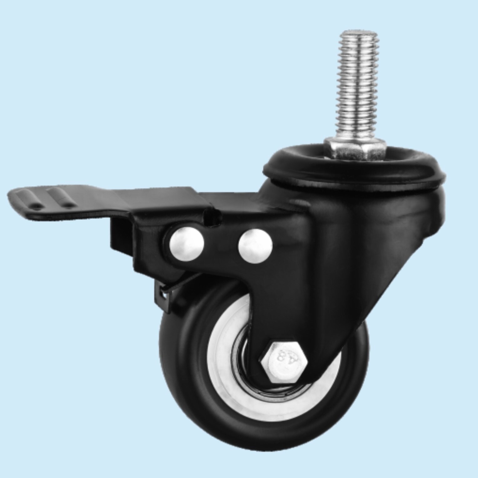 Non Marking Black PU Rubber Furniture Polyurethane Locking Caster Wheels