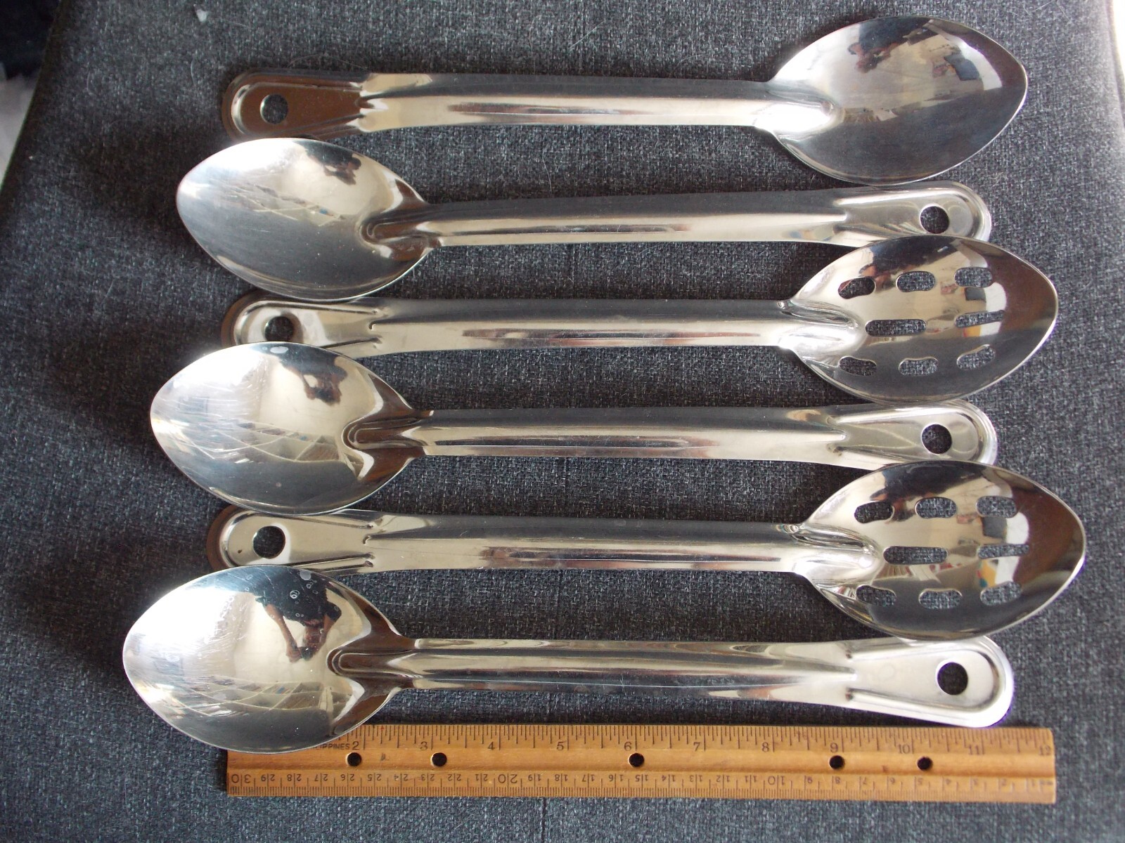 Lot 6 Polar Ware 13″ Serving Spoons: 4 Solid + 2 Slotted Restaurant/Catering