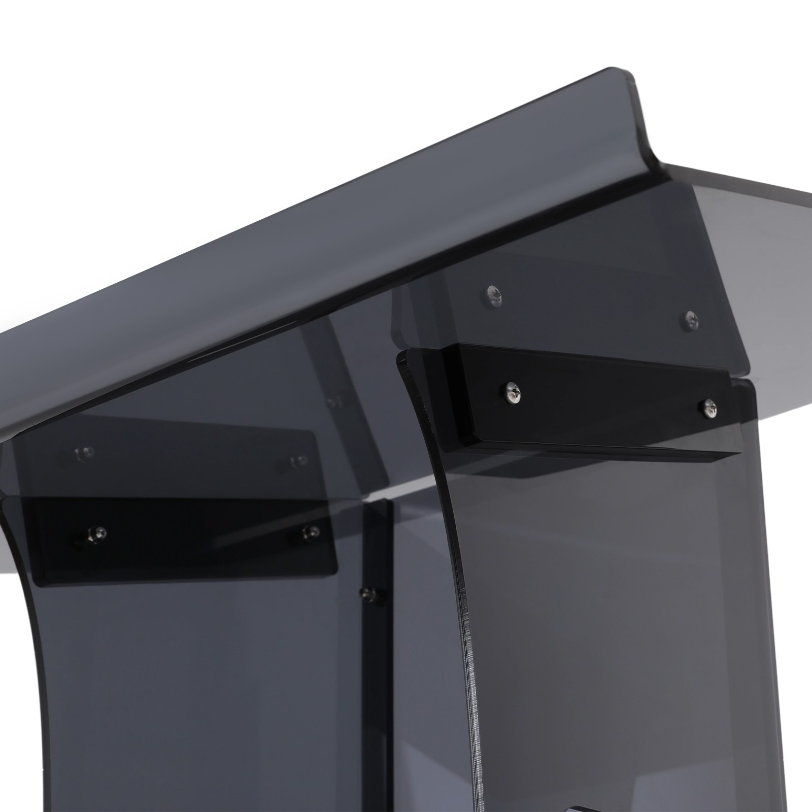 Acrylic Podium Stand, Floor Standing Portable Pulpits with Storage Shelf Black