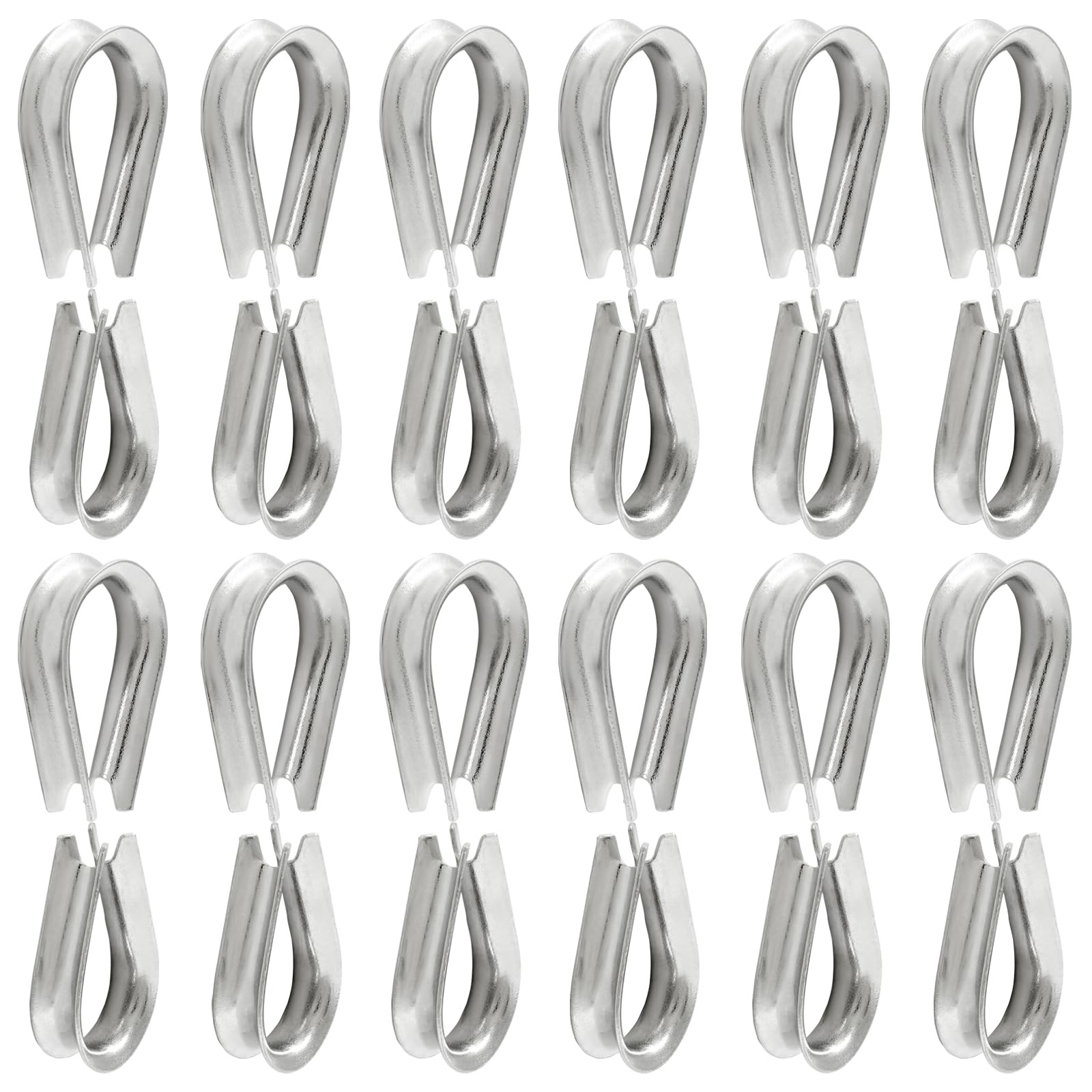 24Pcs M6 Stainless Steel Thimbles, Wire Rope Cable Thimbles Rigging for 1/4 Inch