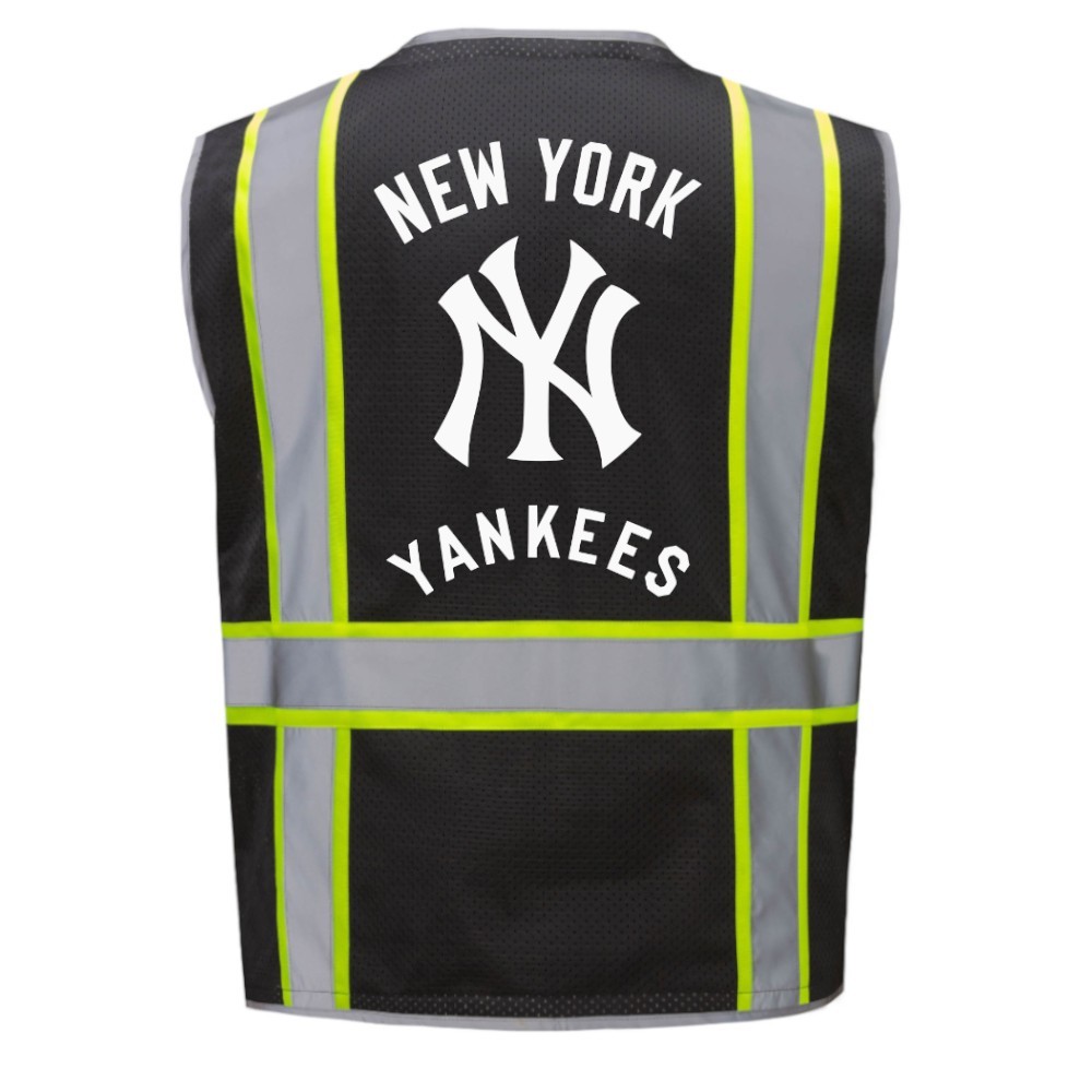 🦺⚾NY Yankees Safety Hi-Vis Vest PPE w/reflective Strip Size Adult M-5XL Black