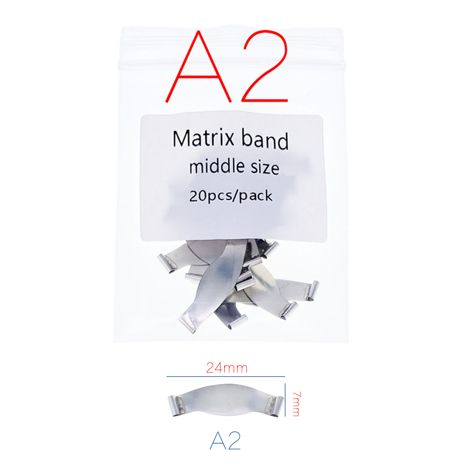 20Pcs/Pack Dental Saddle Contoured Metal Matrices Matrix Band / Springclip