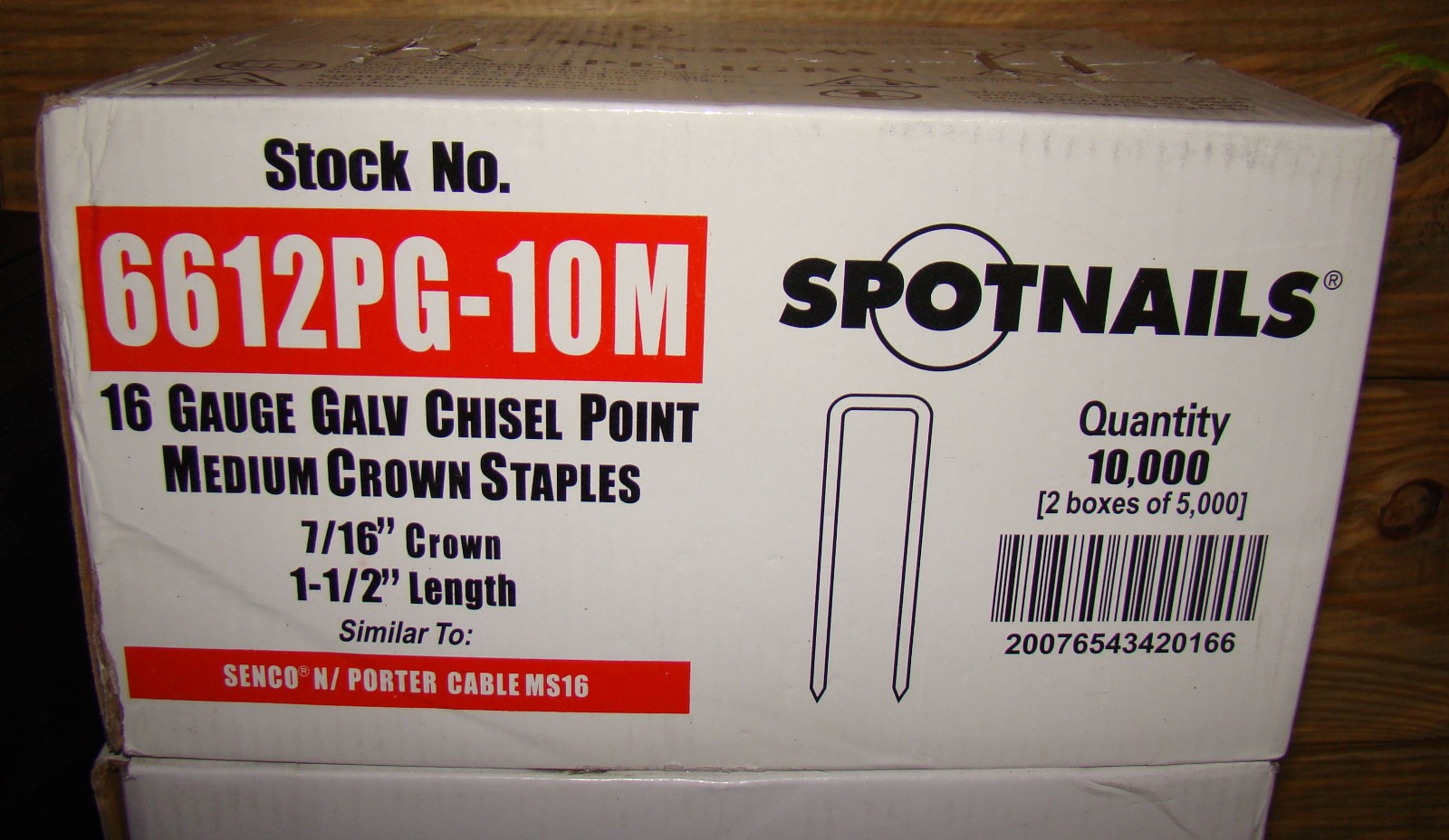 Spotnails 6612PG-10M 7/8″ Length 1 1/2″ Medium Crown Staple 16 GA 10,000 Box