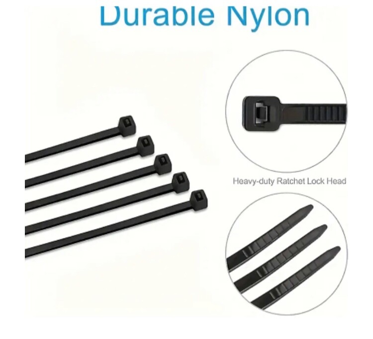 100 Pack 12 Inch (1ft) Zip Ties Heavy Duty Nylon Black