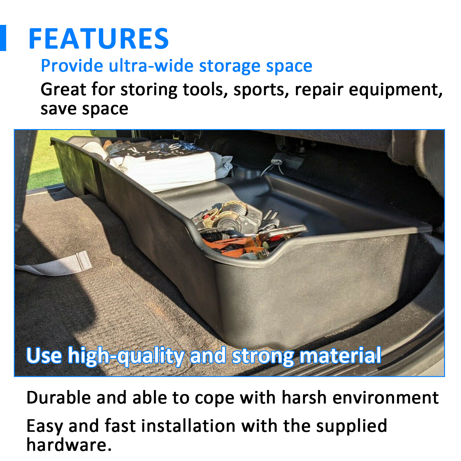 For 2007-2013 Chevy GMC Silverado Sierra Underseat Storage Box Extended Cab