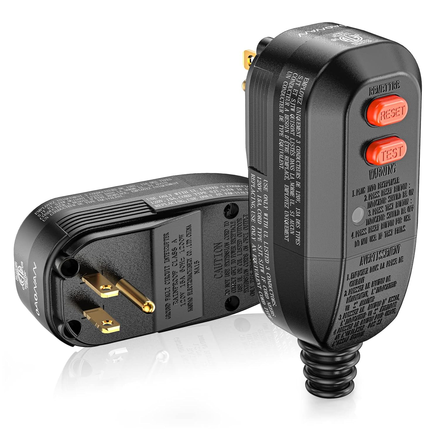 GFCI Replacement Plug Assembly Auto Reset 15 Amp 3 Prongs, 5 Years Warranty