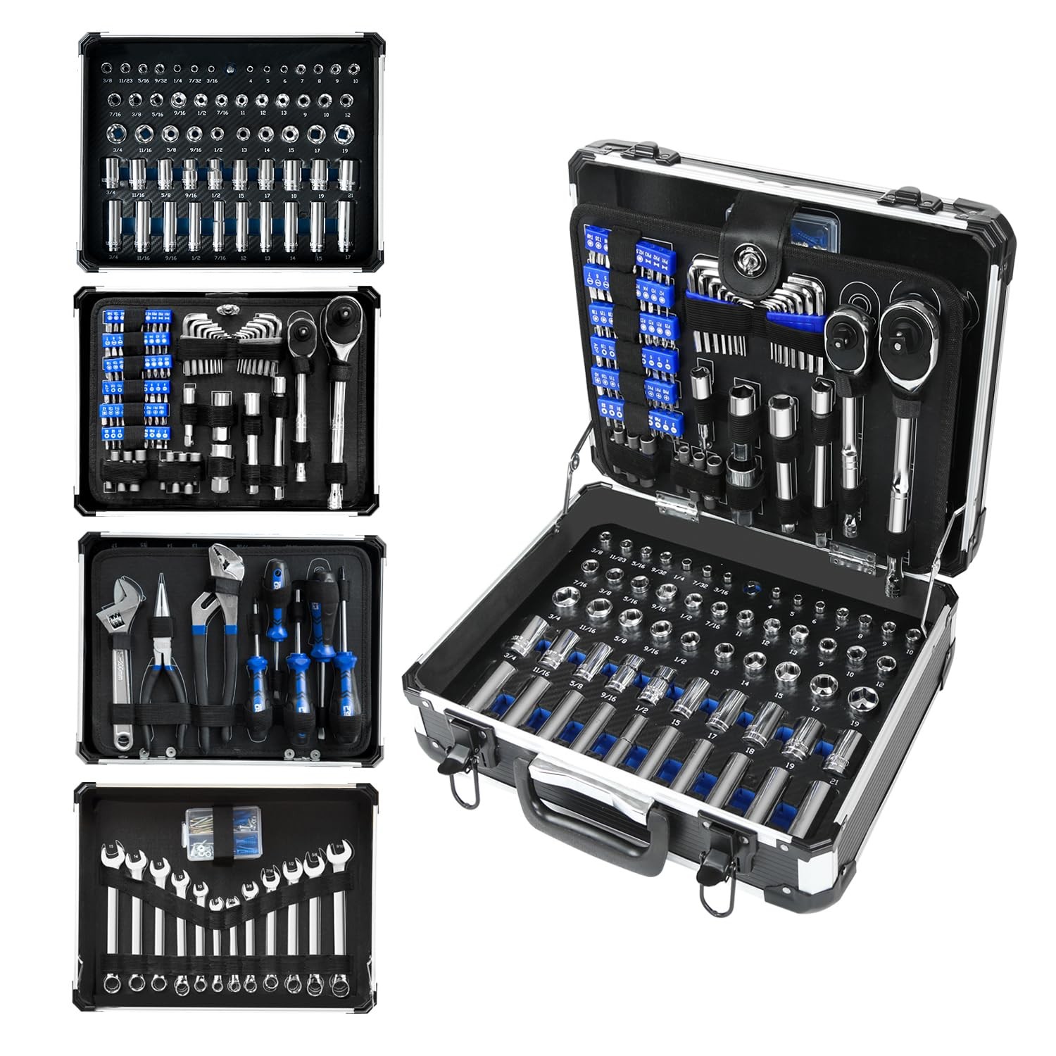 SAE and Metric Mechanic Tool Set 240-Piece Professional Automotive Tool Kit