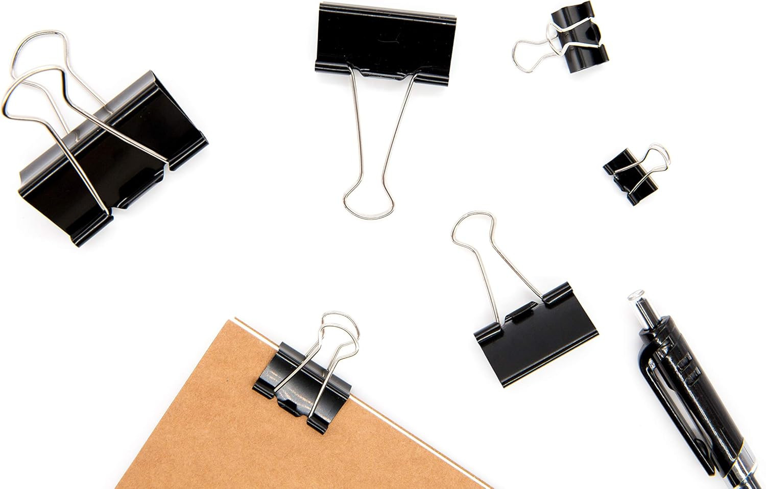 DSTELIN Binder Clips Paper Clamps Assorted Sizes 100 Count (Black), X Large, Lar