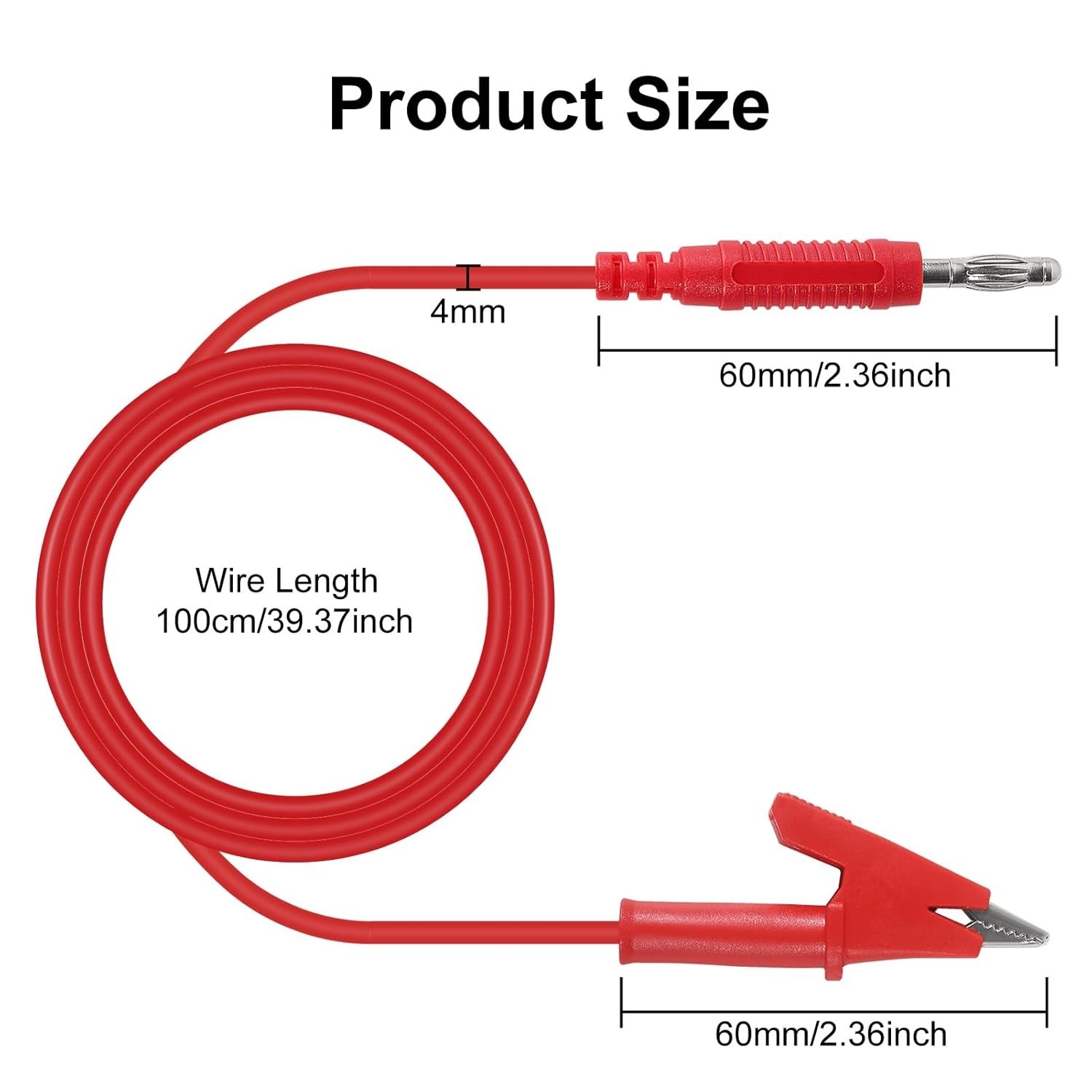 8PCS 4mm Banana Plug to Alligator Clip Lead Wire Cable Set 14AWG for Multime…