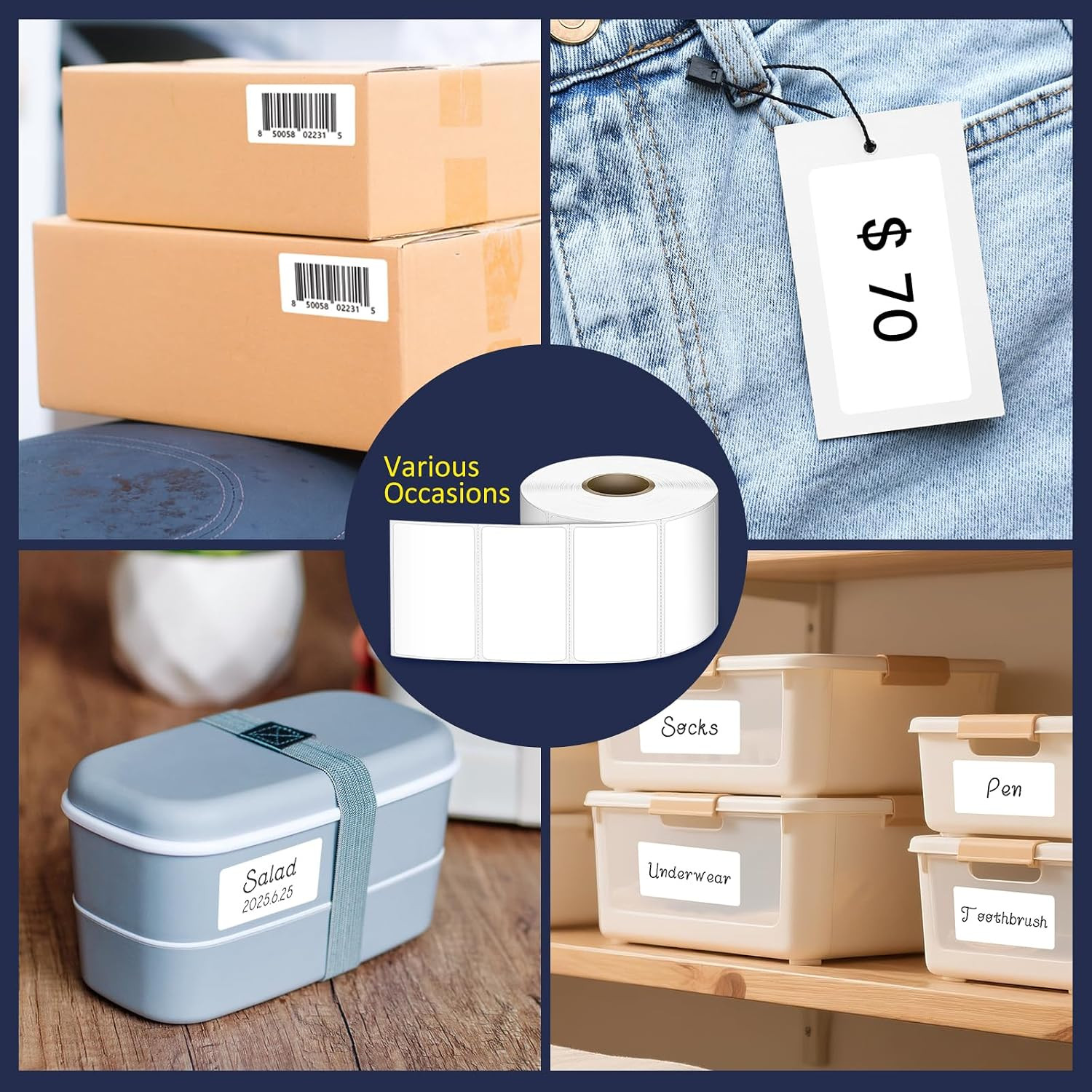 2.25″ X 1.25″ Direct Thermal Labels, Permanent Adhesive Barcode Address