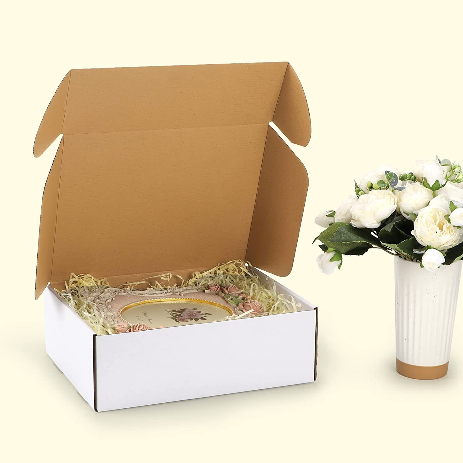 Shipping Boxes Sizes Inches Set 20,25,50 White Corrugated Cardboard Box Light