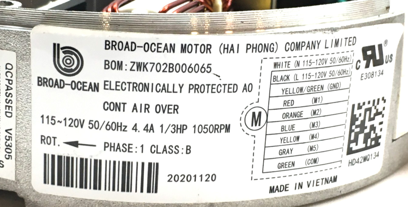 BROAD-OCEAN ZWK702B006065 ECM Module ONLY HD42MQ134 KMSAH014C56 120V used #J154B