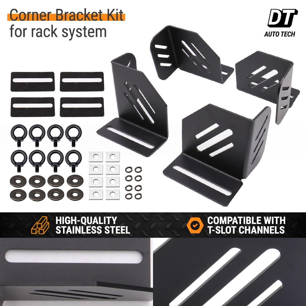 Powder Coated Stainless Steel Corner Bracket With T-Slot Channel Universal Fit