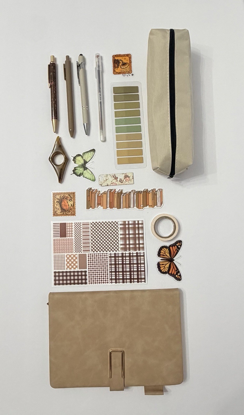 Beige Journal with various matching Stationary 16 piece Lot