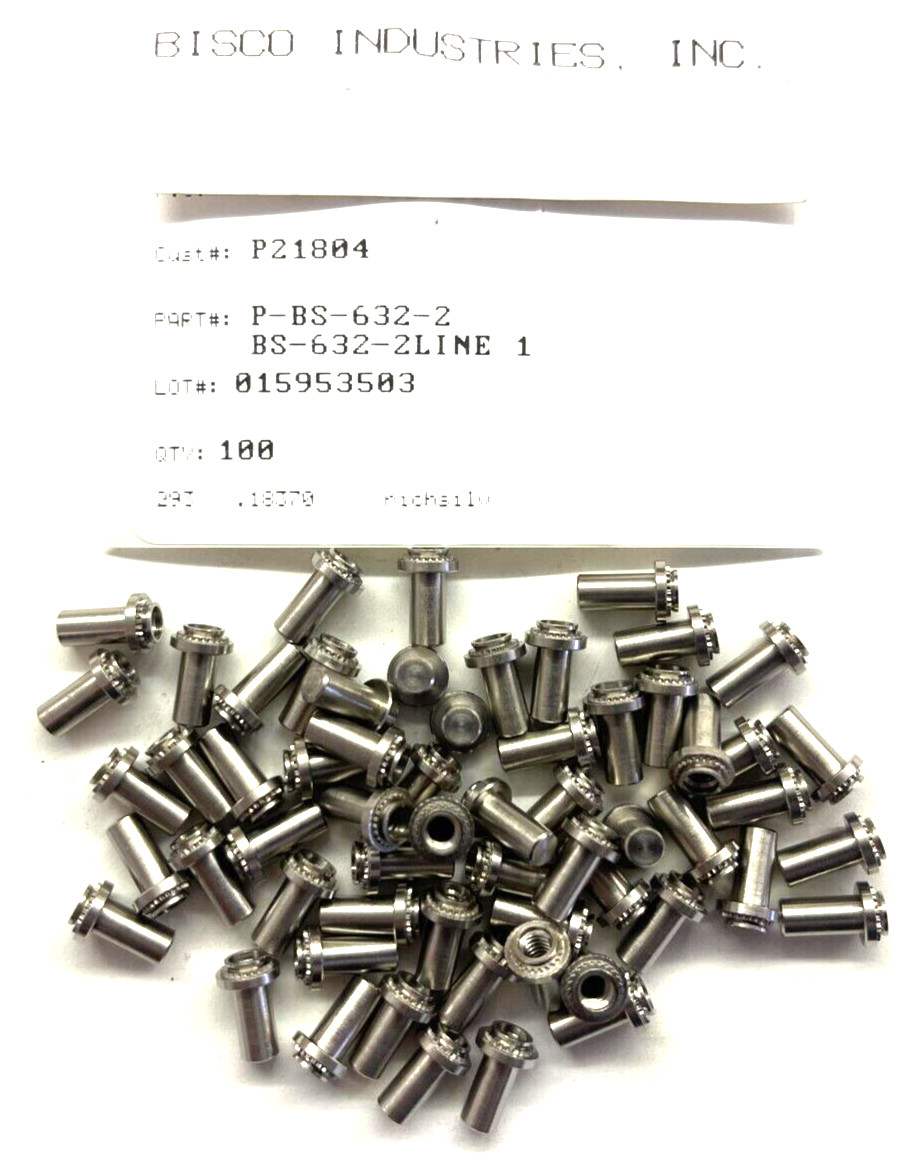 (32 PIECE LOT) BS-632-2, Nut Self Clinching 6-32-THD 0.28in- HD DIA 0.38in-THK