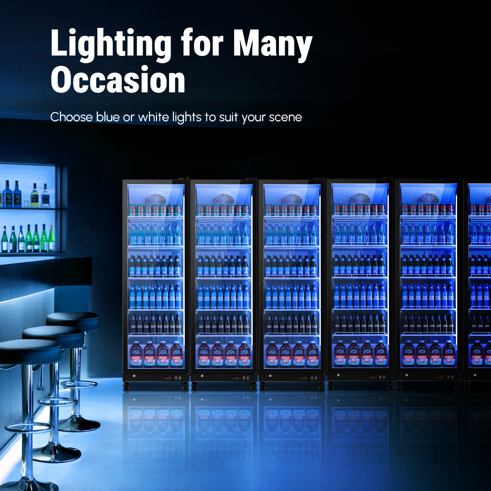 Yeego Commercial Display Beverage Refrigerator 17.5cu.ft Beverage Cooler 32-50°F