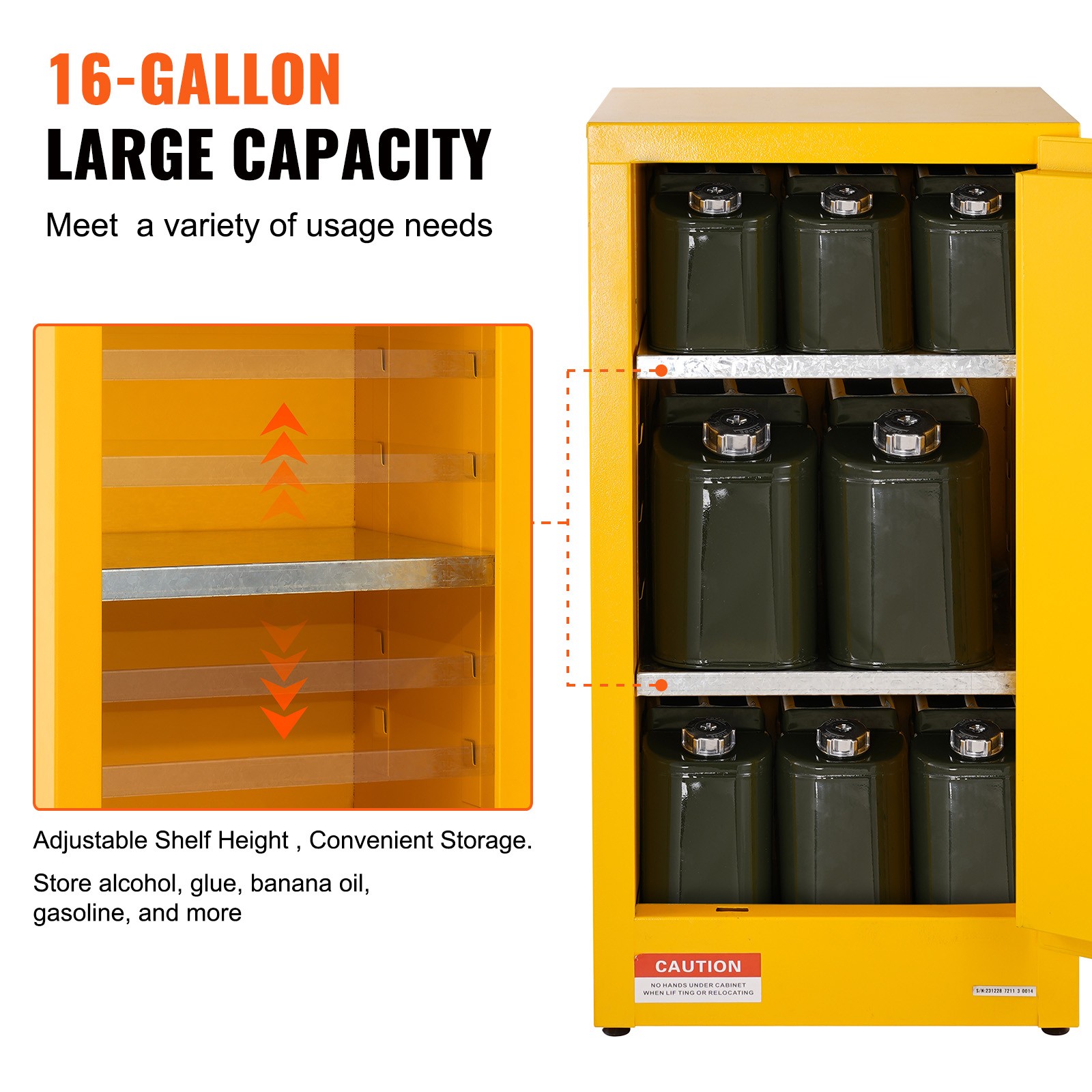 Uimoso Flammable Liquid Safety Storage Cabinet, 16 Gal, 18.1×18.1×35.4 in