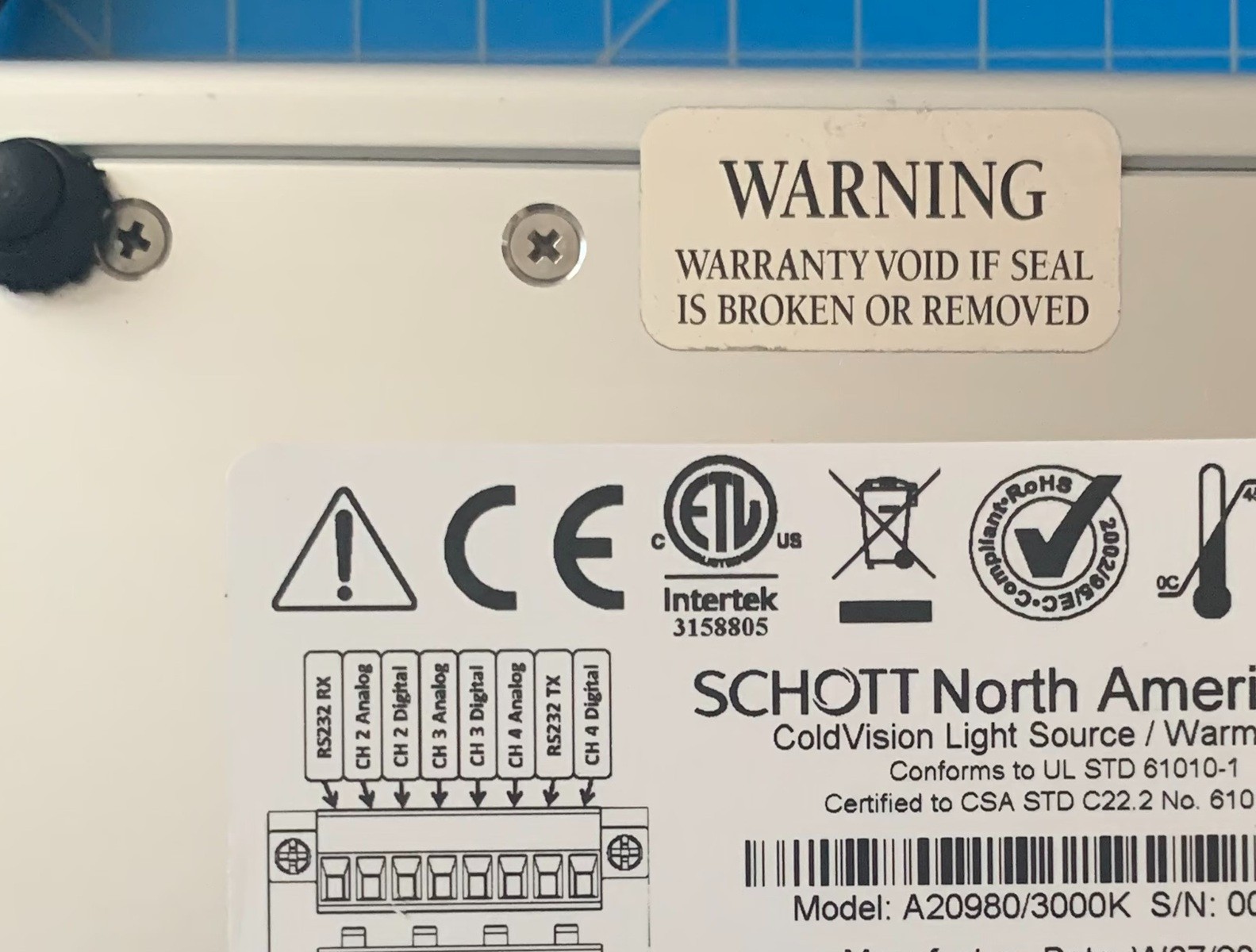 Schott Coldvision CV-LS Fiber Optic Light Source for microscopes A20980/6000K