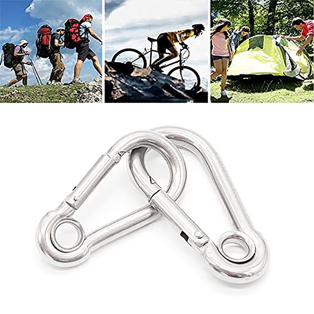 V4A Stainless steel Spring Snap clip Carabiner Clip Duty Key ring eyelet lock