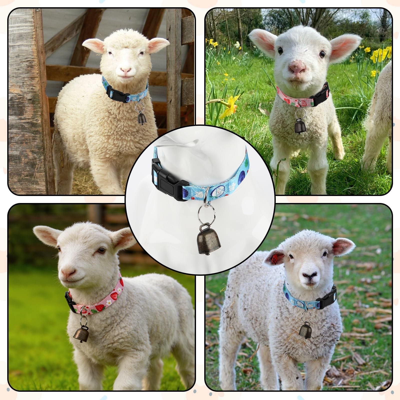 2 Pack Goat Collars with Bells Sheep Grazing Copper Bells and Adjustable Nylo…
