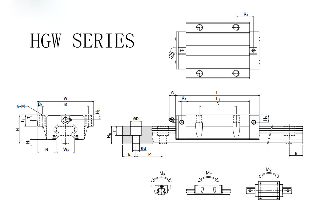 HIWIN HGH15CA/20CA/HGW15CC/20CC/25CC/35CC Slider For Linear Guideway HGH/HGW