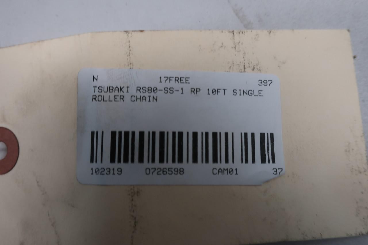 Tsubaki RS80-SS-1 RP Single Roller Chain 10ft X 1in