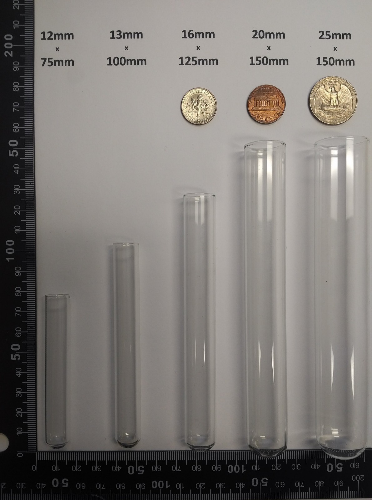 25 count Borosilicate Glass culture/test tubes FREE SHIPPING (CNTG US)