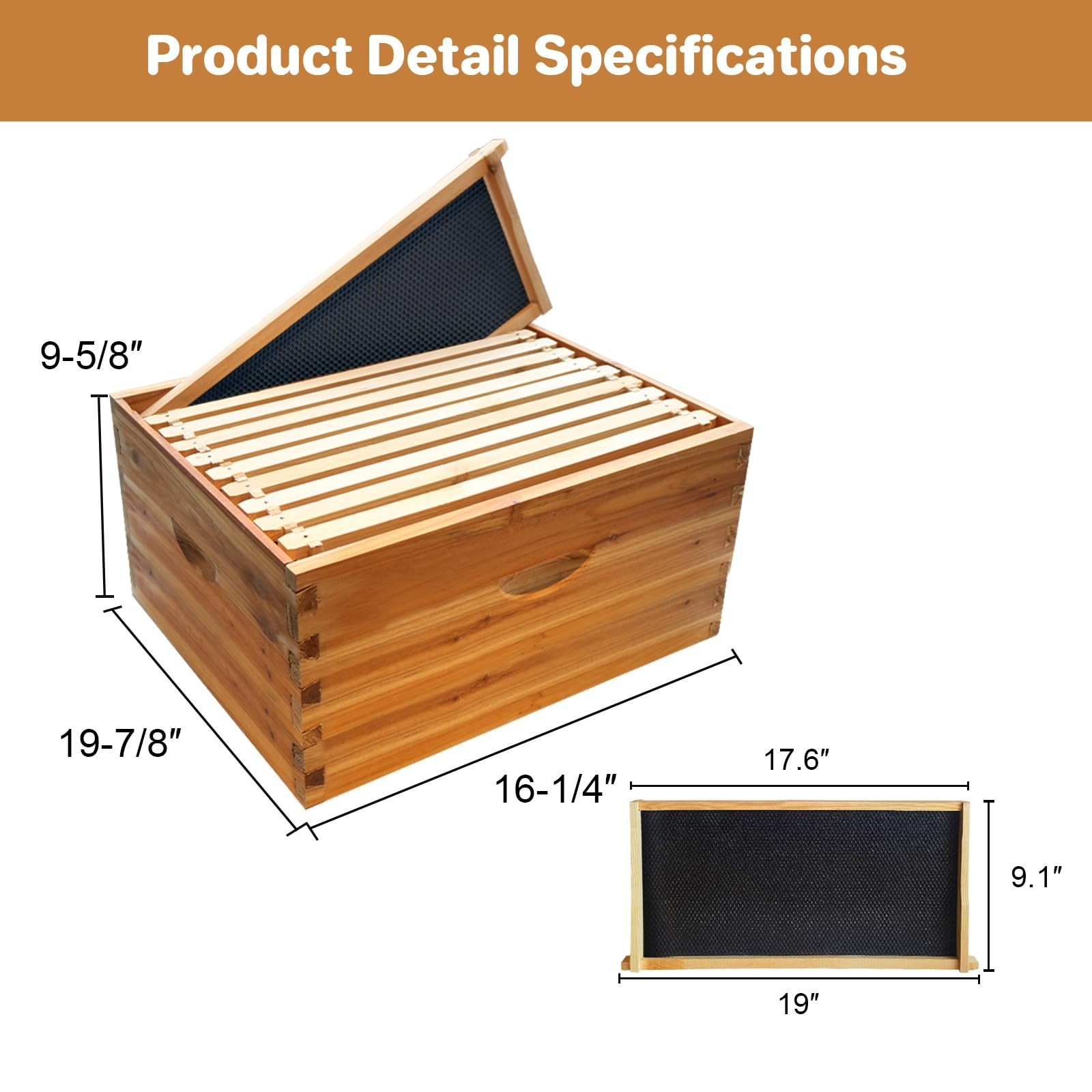 Beehive 10 Frame Complete Box Kit Langstroth Traditional Beekeeping Waterproof