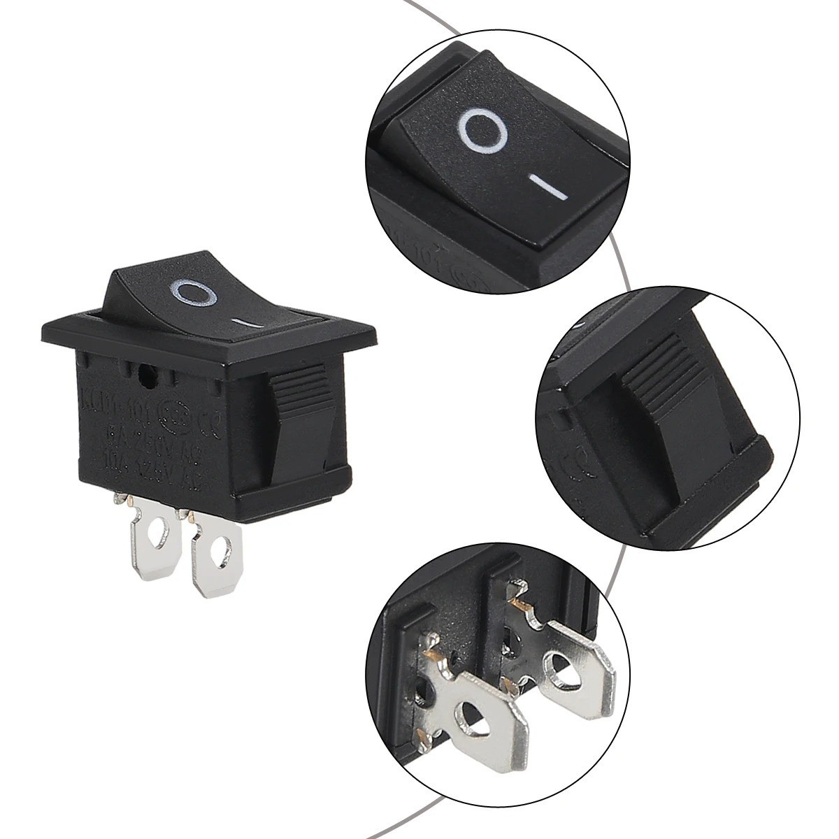 10Pcs Snap-In Rocker Switch ON/OFF 2 Pin SPST 125V 250V Car Boat