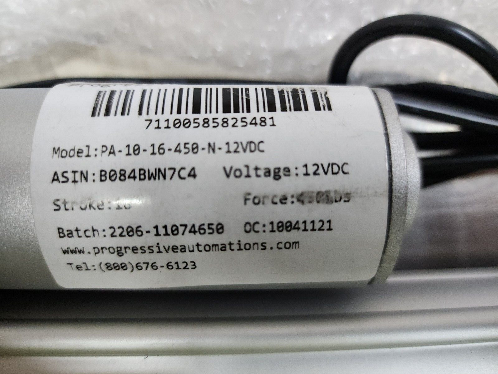 progressive automations Linear Actuator Pa-10-16-450-n-12vdc