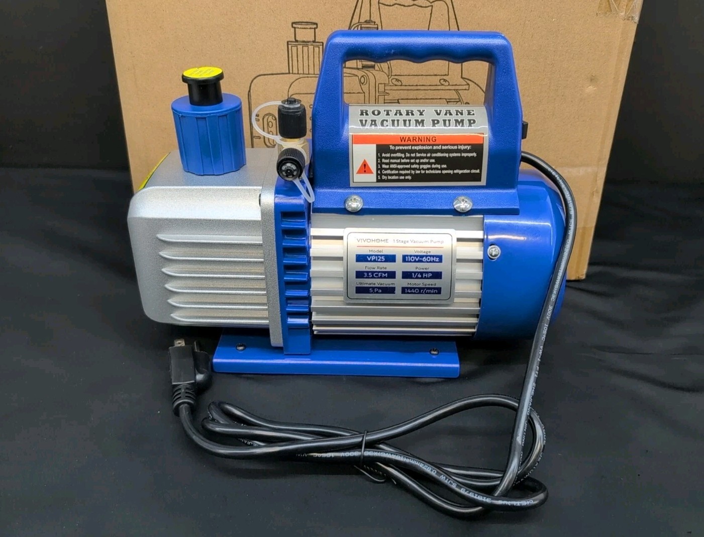 VivoHome 110V 1/4 HP 3.5 CFM Single Stage Rotary Vane Air Vacuum Pump Oil Bottle