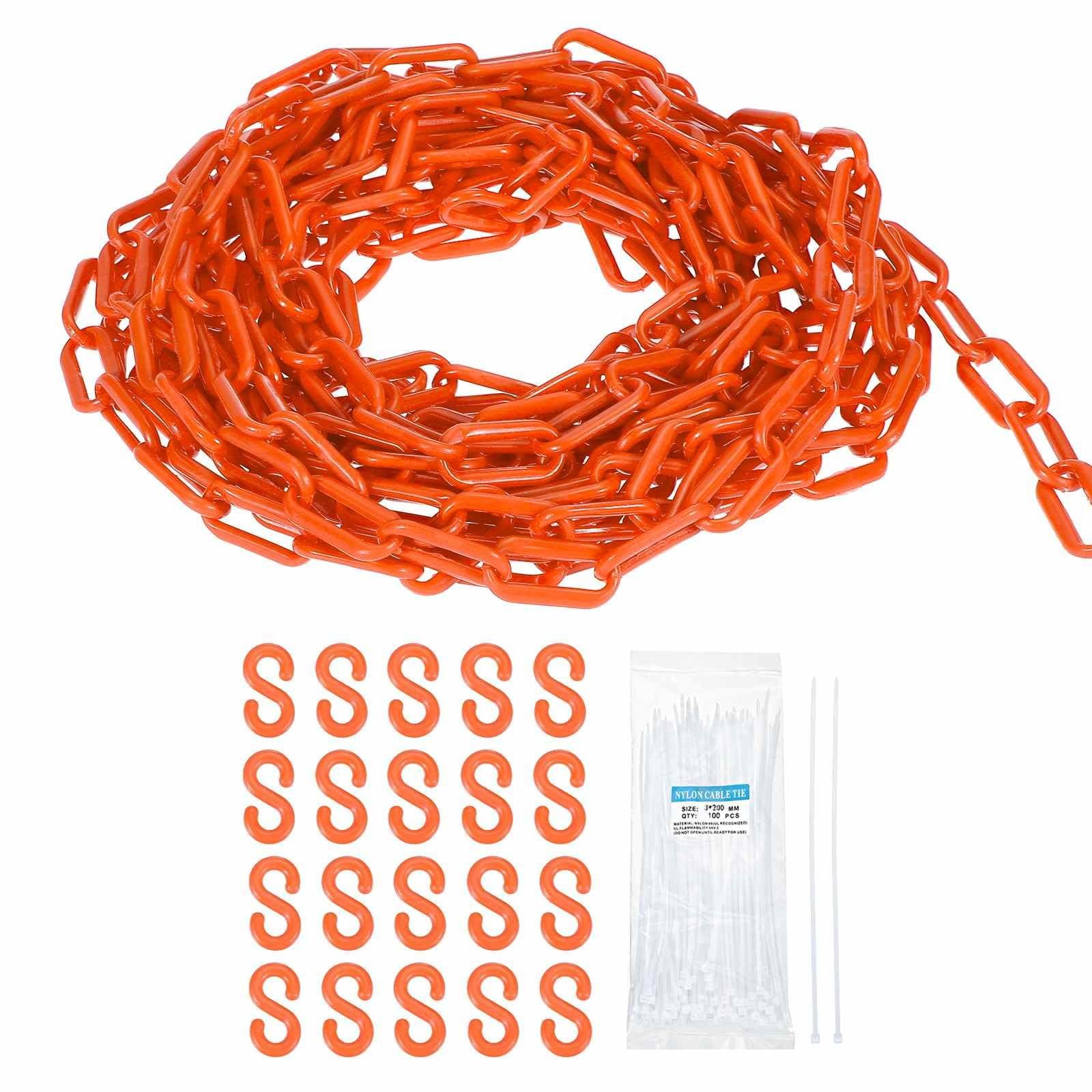 Plastic Chain 100 FT/30.5 M, Safety Chain Orange Plastic Chain Link Barrier w…